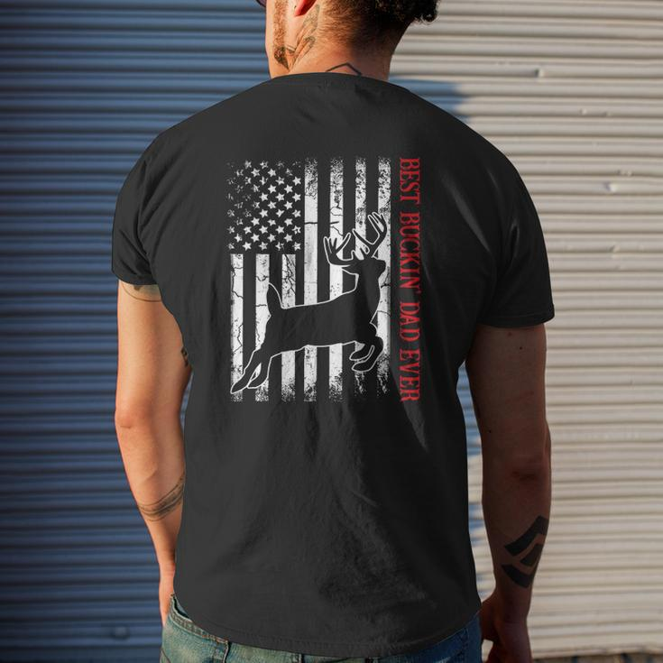 Mens Best Buckin' Dad Ever American Flag Deer Hunting Mens Back Print T-shirt Gifts for Him