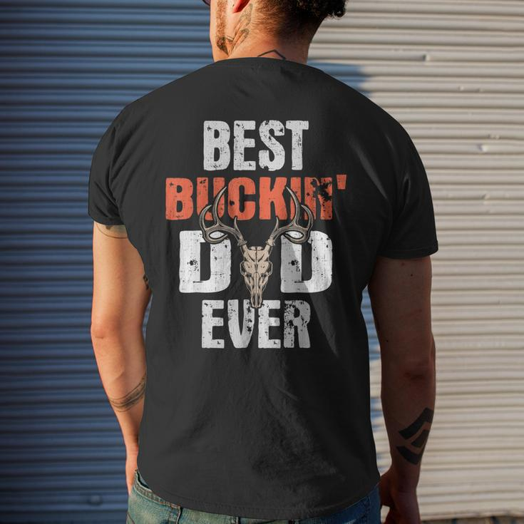 Mens Best Buckin Dad Ever Hunter Deer Buck Stag Game Father's Day Mens Back Print T-shirt Gifts for Him