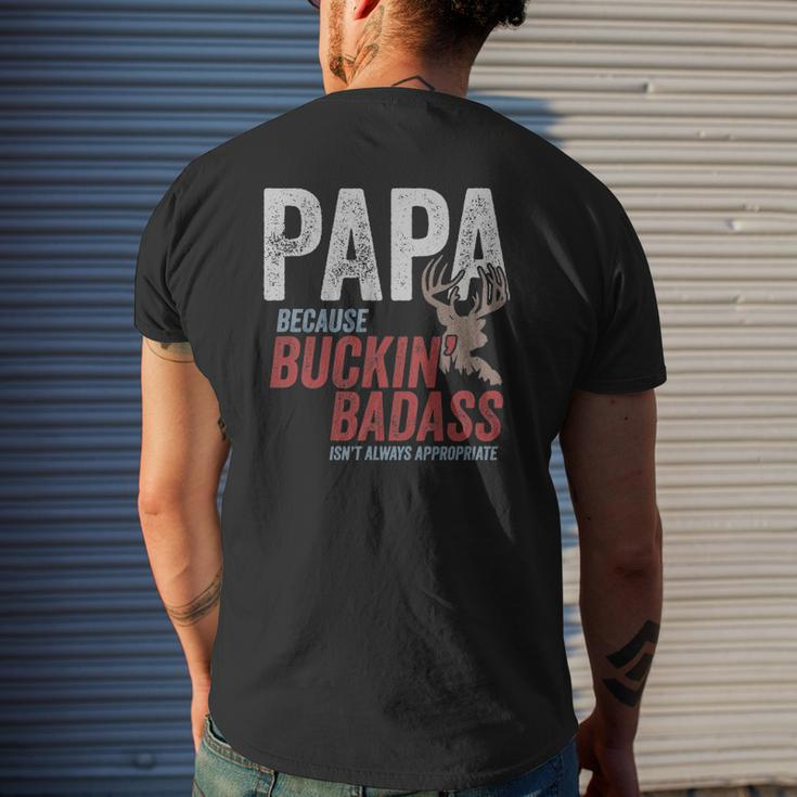 Mens Best Buckin Papa Fathers Day Badass Buck Hunter Mens Back Print T-shirt Gifts for Him