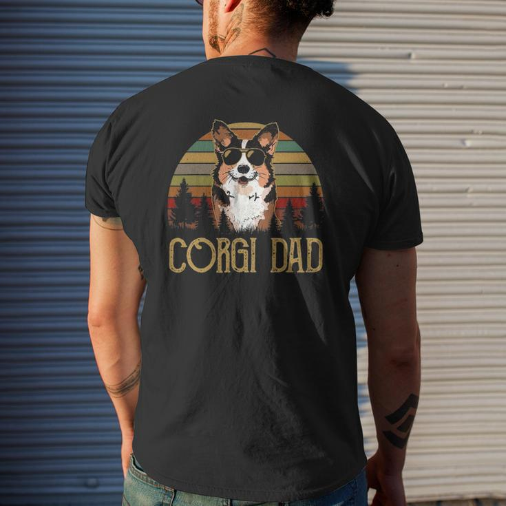 Mens Best Corgi Dad Ever Retro Vintage Corgi Dad Father's Day Mens Back Print T-shirt Gifts for Him