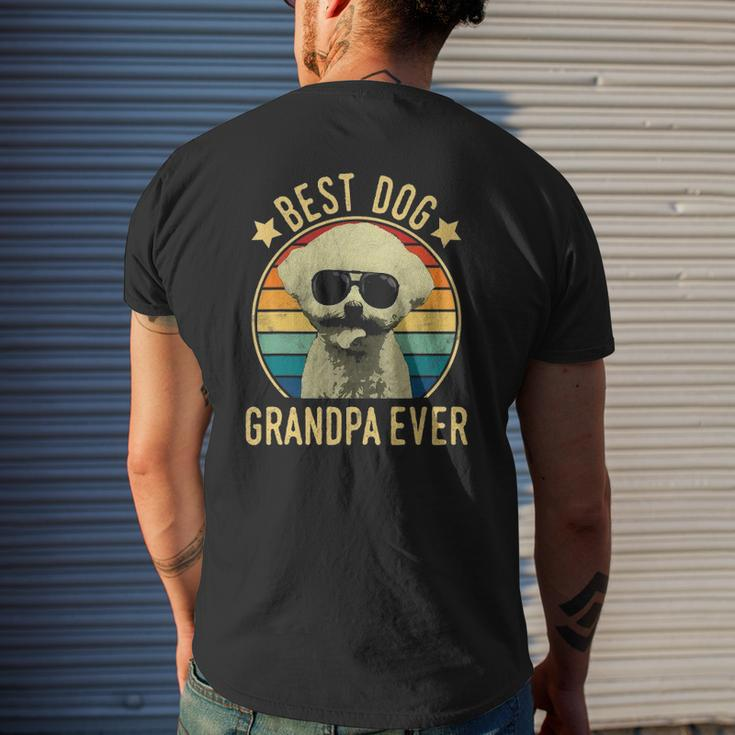 Mens Best Dog Grandpa Ever Bichon Frise Father's Day Mens Back Print T-shirt Gifts for Him