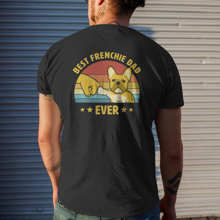 Mens Best Frenchie Dad Ever Vintage French Bulldog Puppy Lover Mens Back Print T-shirt Gifts for Him