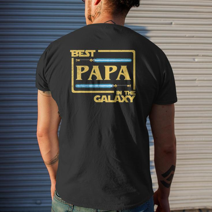 Mens Best Papa In The Galaxy Father's Day Mens Back Print T-shirt Gifts for Him