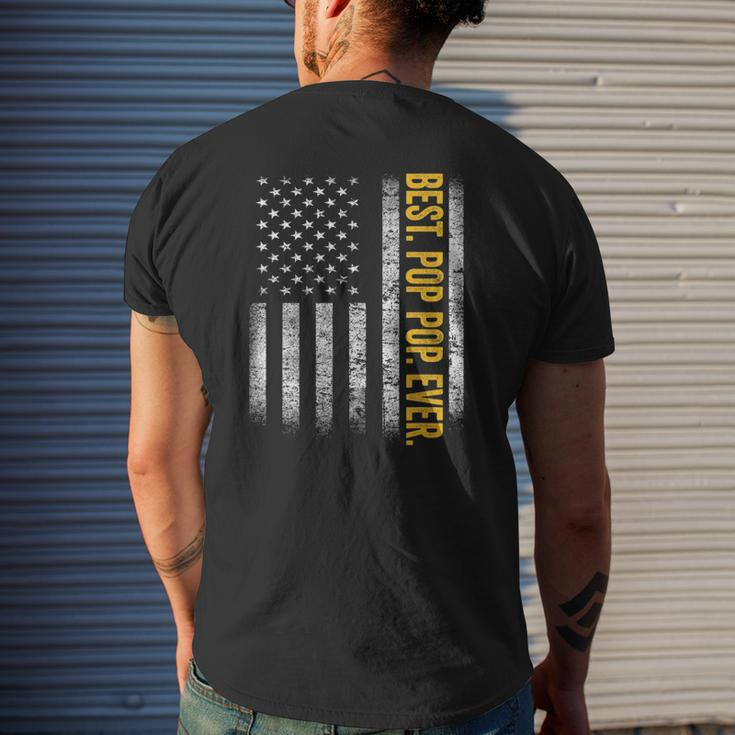 Mens Best Pop Pop Ever Us Amarican Flag Dad Grandpa Father's Day Mens Back Print T-shirt Gifts for Him