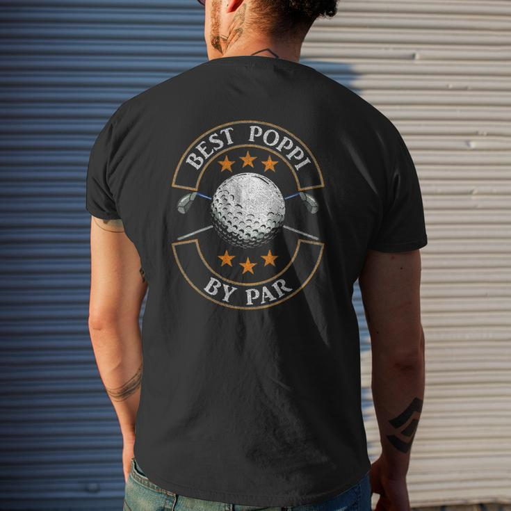 Mens Best Poppi By Par Golf Lover Sports Father's Day Mens Back Print T-shirt Gifts for Him