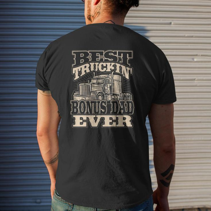 Mens Best Truckin Bonus Dad Ever Trucker Truck Driver Mens Back Print T-shirt Gifts for Him
