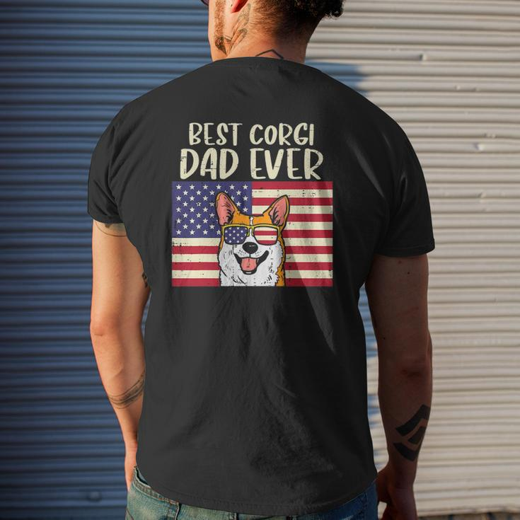 Mens Best Welsh Corgi Dad Ever Us Flag Patriotic Pet Dog Men Mens Back Print T-shirt Gifts for Him