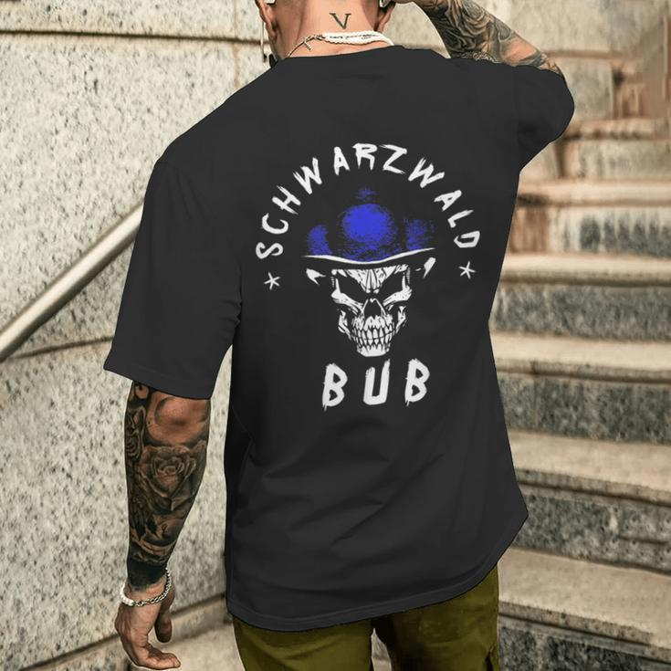Men's Black Forest Bub Schwarzwaldbub Bollenhut Skull Black T-Shirt mit Rückendruck Geschenke für Ihn