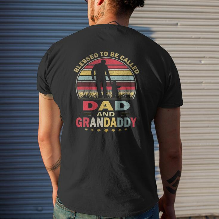 Mens Blessed To Be Called Dad And Grandaddy Vintage Father's Day Mens Back Print T-shirt Gifts for Him