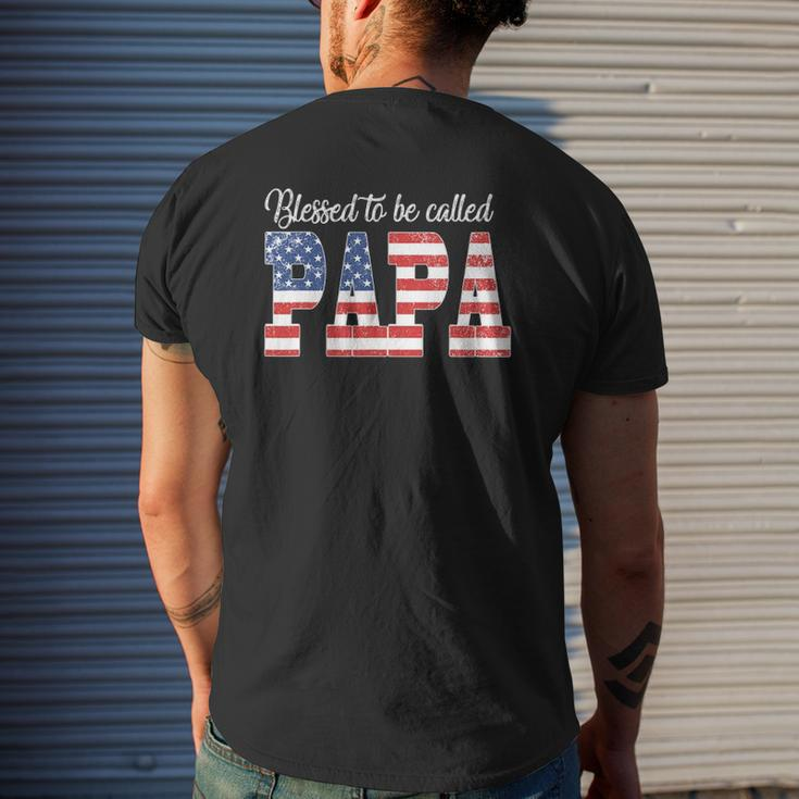 Mens Blessed To Be Called Papa Happy Father's Day American Flag Mens Back Print T-shirt Gifts for Him