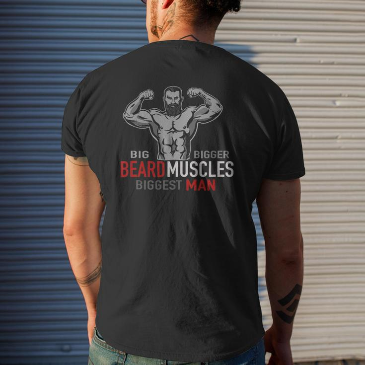 Mens Bodybuilder Big Beard Bigger Muscles I Workout Mens Back Print T-shirt Gifts for Him