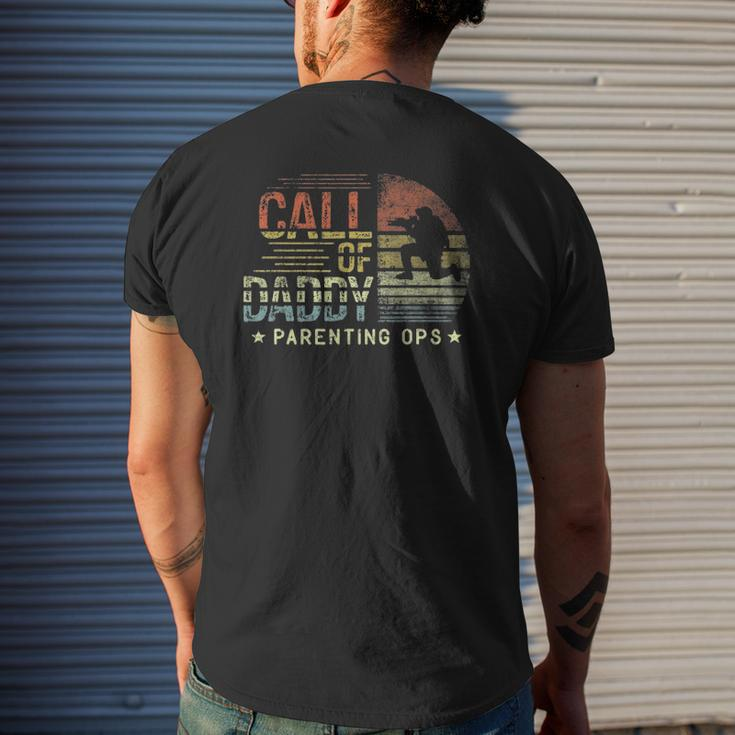 Mens Call Of Daddy Parenting Ops For Men Gamer Retro Mens Back Print T-shirt Gifts for Him