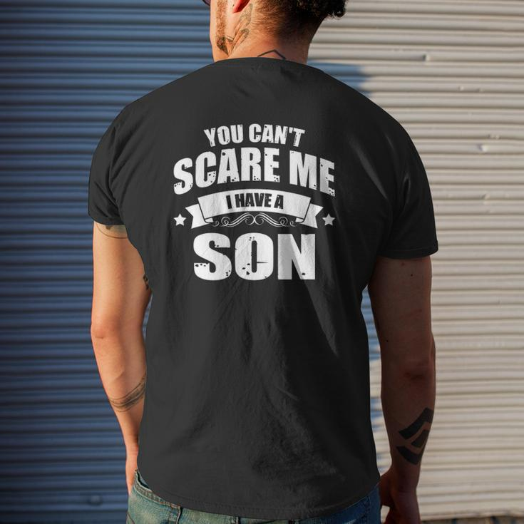 Mens You Can't Scare Me I Have A Son Dad-Dy Papa Pops Father Mens Back Print T-shirt Gifts for Him