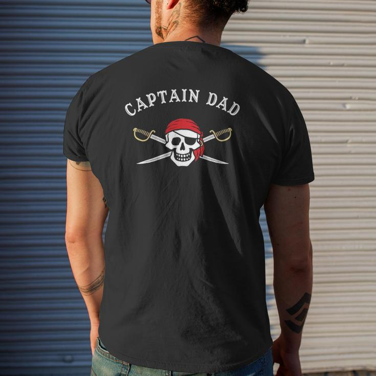 Mens Captain Dad Pirate Mens Back Print T-shirt Gifts for Him
