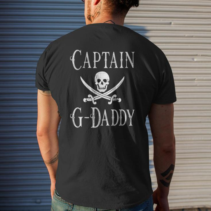 Mens Captain G-Daddy Vintage Personalized Pirate Boating Grandpa Mens Back Print T-shirt Gifts for Him