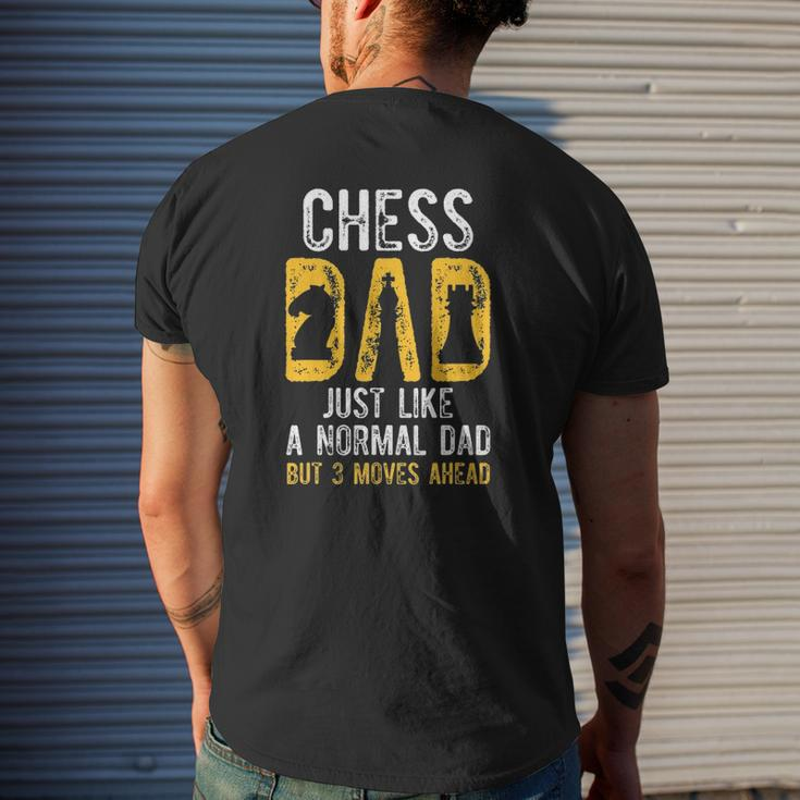 Mens Chess Dad 3 Moves Ahead Chess Playing Father Mens Back Print T-shirt Gifts for Him