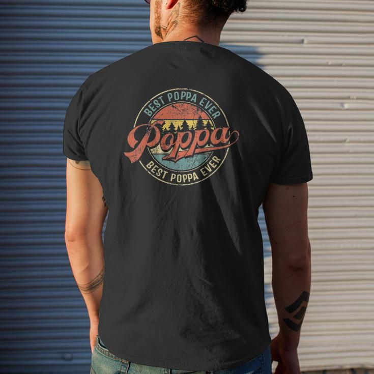 Mens Cool Poppa Father's Day Retro Best Poppa Ever Mens Back Print T-shirt Gifts for Him