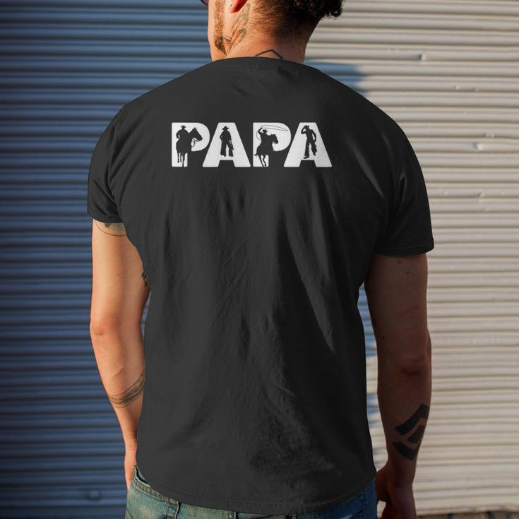 Mens Cowboy Dad Papa Cowboy Father Mens Back Print T-shirt Gifts for Him