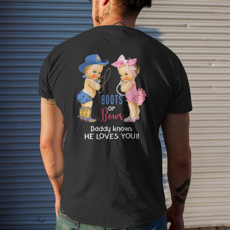 Mens Cute Boots Or Bows Daddy Knows He Loves You Mens Back Print T-shirt Gifts for Him