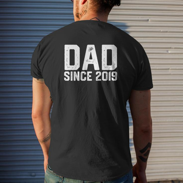 Mens Dad Since 2019 New First Time Fathers Day Men Mens Back Print T-shirt Gifts for Him