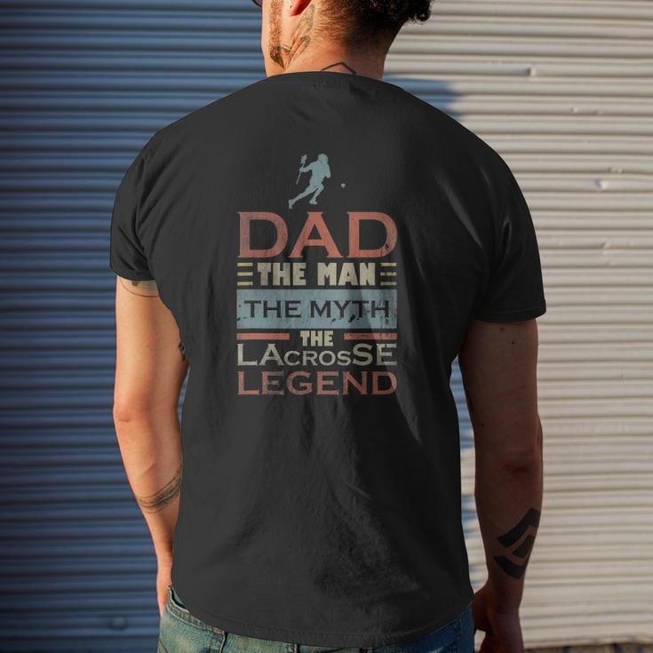 Mens Dad Father Lacrosse Lax Player Coach Team Ball Sport Mens Back Print T-shirt Gifts for Him