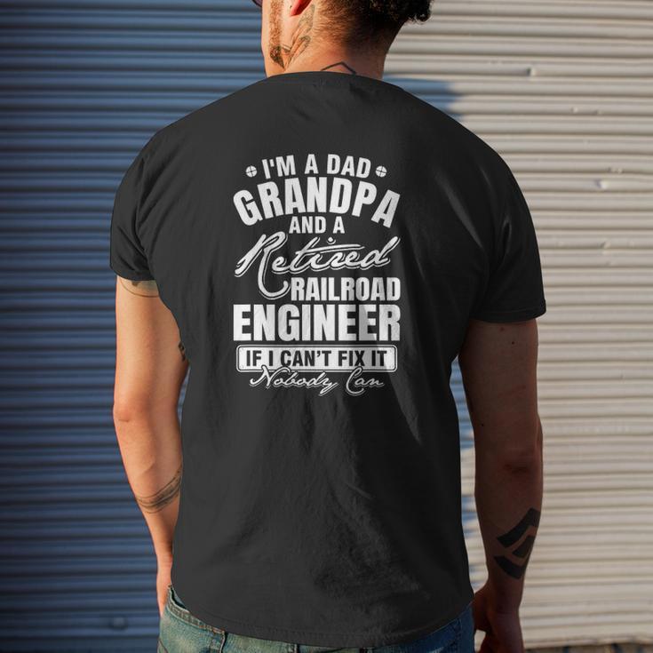 Mens Dad Grandpa And A Retired Railroad Engineer Father's Day Mens Back Print T-shirt Gifts for Him