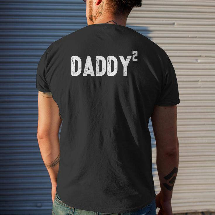 Mens Daddy To Be Of 2 Kids 2Nd Power Squared Dad Mens Back Print T-shirt Gifts for Him