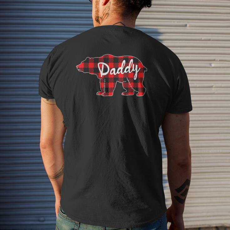 Mens Daddy Bear Buffalo Plaid Family Matching Father's Day Mens Back Print T-shirt Gifts for Him