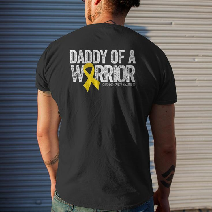 Mens Daddy Of A Warrior Childhood Cancer Dad Ribbon Mens Back Print T-shirt Gifts for Him