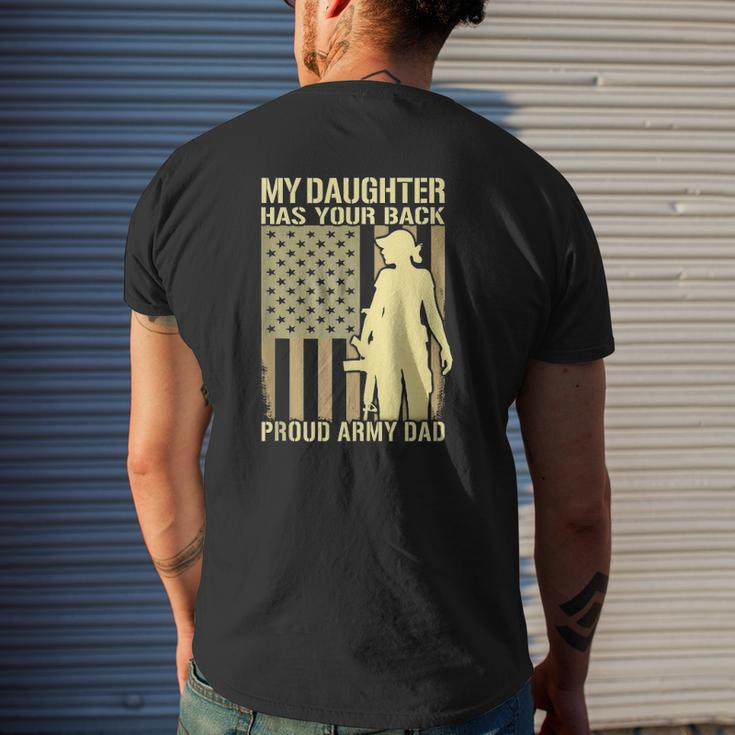 Mens My Daughter Has Your Back Proud Army Dad Military Father Mens Back Print T-shirt Gifts for Him