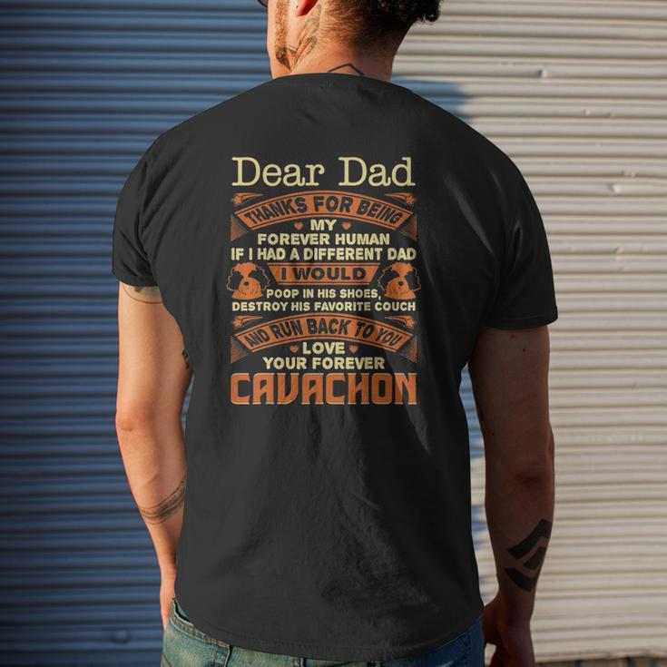 Mens Dear Dad Love Your Forever Cavachon Mens Back Print T-shirt Gifts for Him