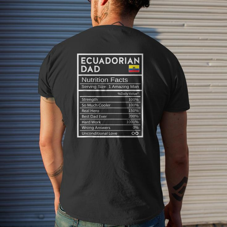 Mens Ecuadorian Dad Nutrition Facts National Pride Father's Day Mens Back Print T-shirt Gifts for Him