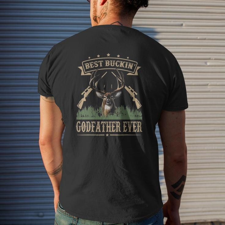 Mens Fathers Day Best Buckin' Godfather Ever Deer Hunting Bucking Mens Back Print T-shirt Gifts for Him