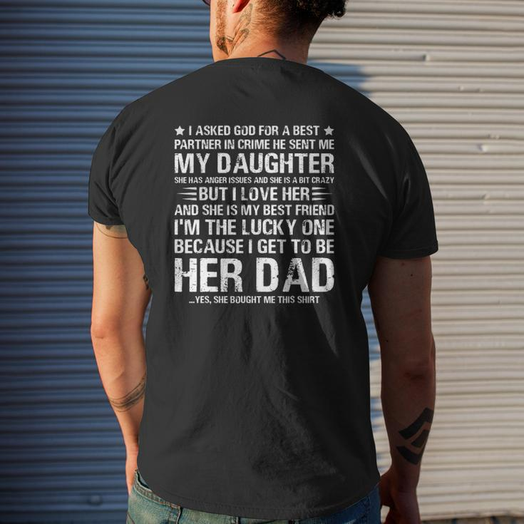 Mens Father's Day From Daughter Dad Partner In Crime Mens Back Print T-shirt Gifts for Him