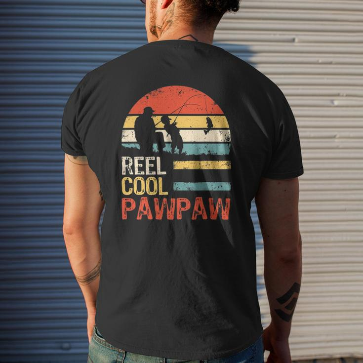 Mens Father's Day Fishing Reel Cool Pawpaw Mens Back Print T-shirt Gifts for Him