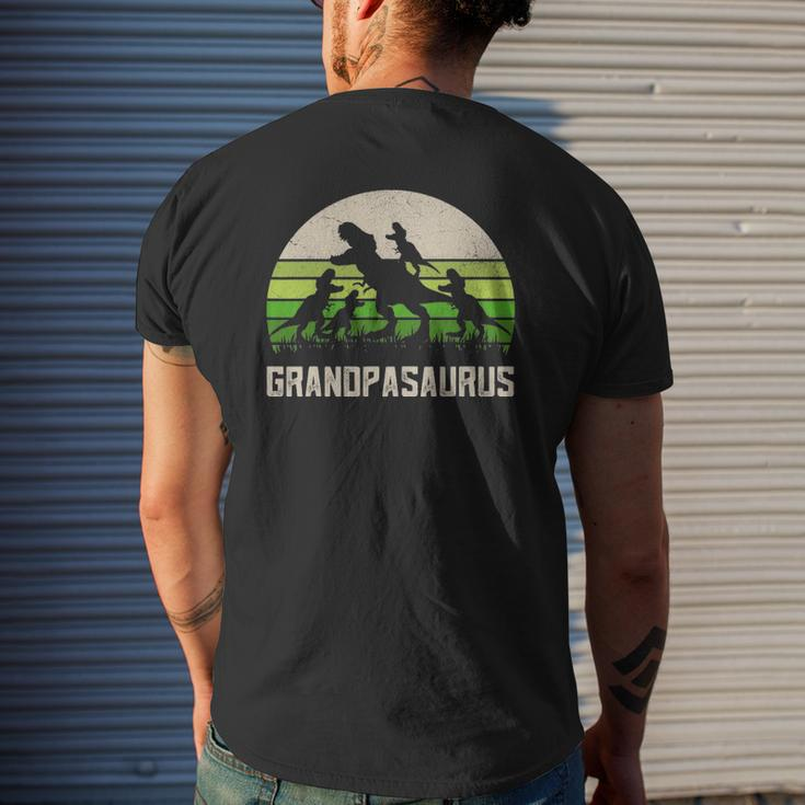 Mens Father's Day Grandpa Grandpasaurus Dinosaur 4 Kids Trex Mens Back Print T-shirt Gifts for Him