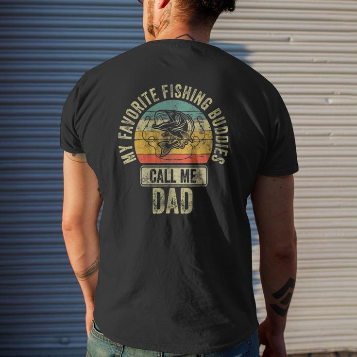 Mens My Favorite Fishing Buddies Call Me Dad Fisherman Mens Back Print T-shirt Gifts for Him