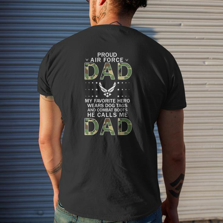 Mens My Favorite Hero Wears Combat Boots Proud Air Force Dad Mens Back Print T-shirt Gifts for Him