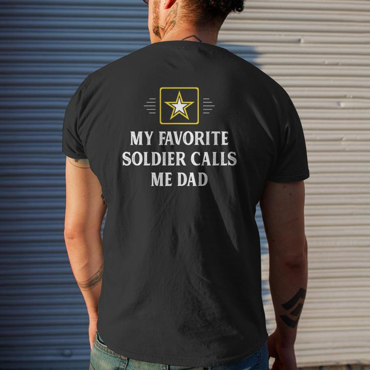 Mens My Favorite Soldier Calls Me Dad Vintage Style Mens Back Print T-shirt Gifts for Him