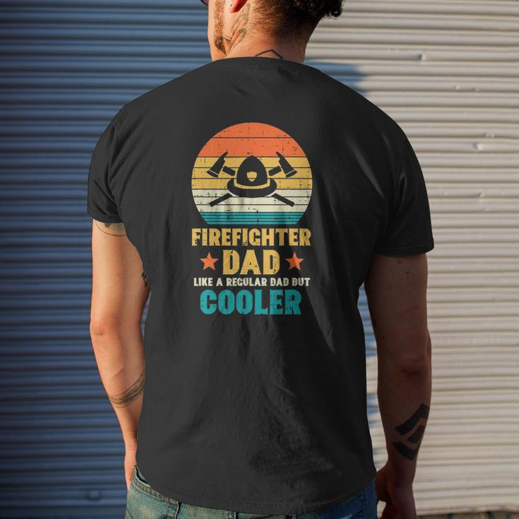 Mens Firefighter Dad Regular But Cooler Fathers Day Fireman Men Mens Back Print T-shirt Gifts for Him