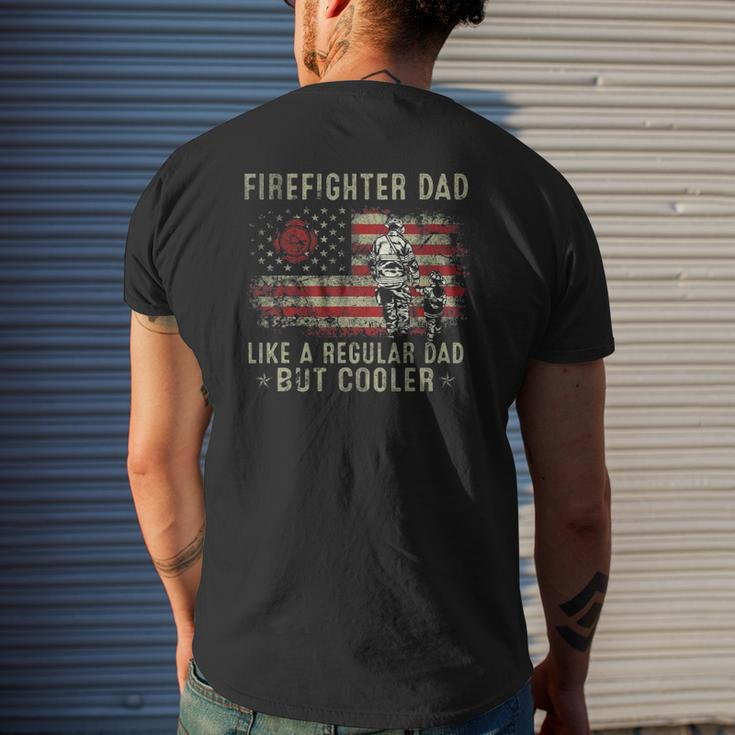 Mens Firefighter Dad Like Regular But Cooler Fireman Father's Day Mens Back Print T-shirt Gifts for Him