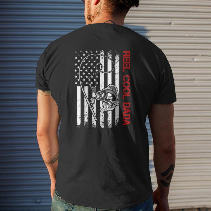 Mens Fishing Stuff For Fathers Day Reel Cool Dada American Flag Mens Back Print T-shirt Gifts for Him