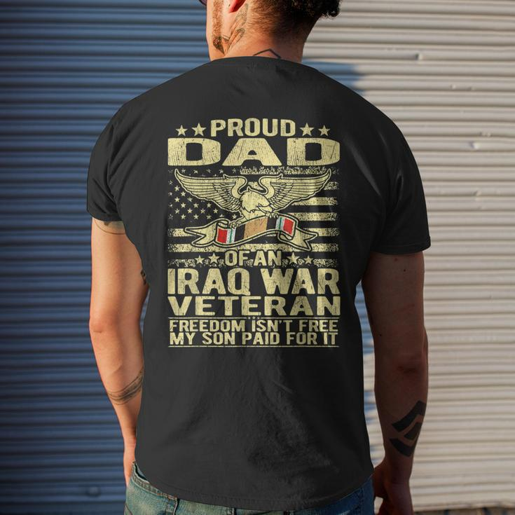 Mens Freedom Isn't Free Proud Dad Of Iraq Veteran Military Father Mens Back Print T-shirt Gifts for Him