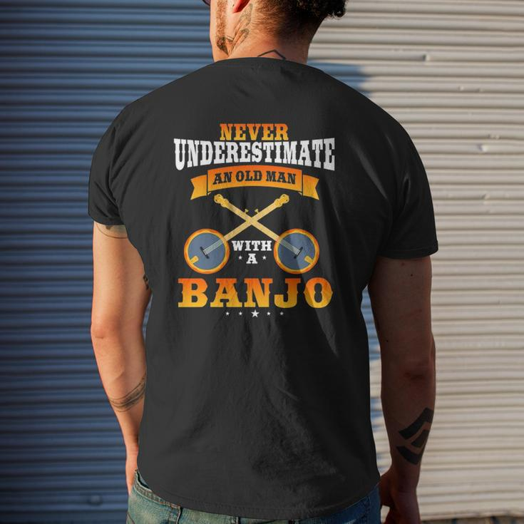 Mens Banjo Saying Idea Bluegrass Grandpa Dad Mens Back Print T-shirt Gifts for Him