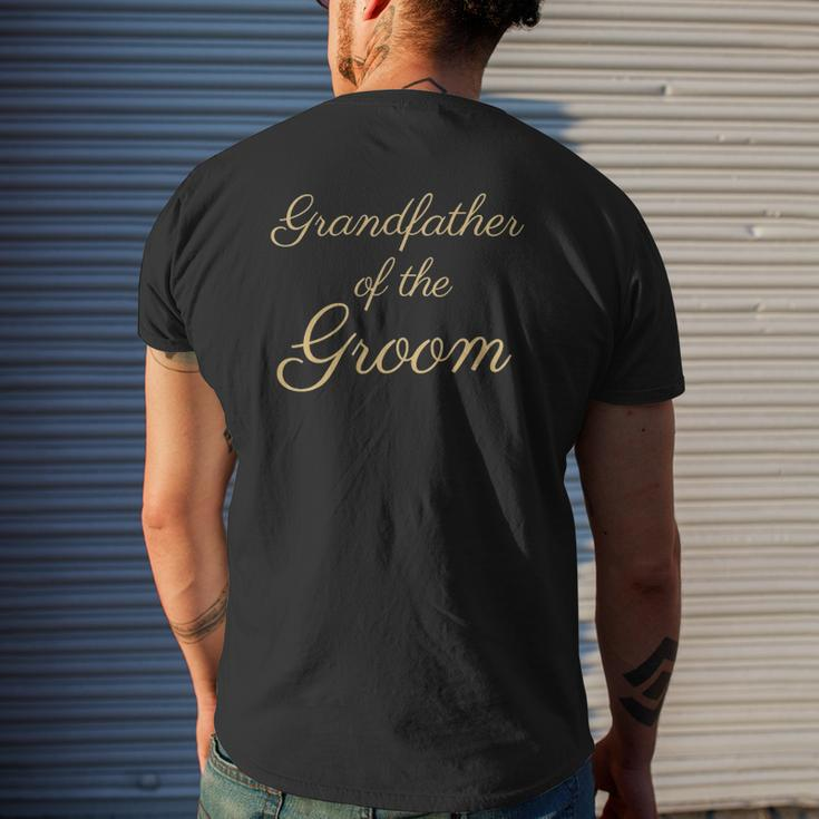 Mens Grandfather Of The Groom Gold Script Font Wedding Mens Back Print T-shirt Gifts for Him