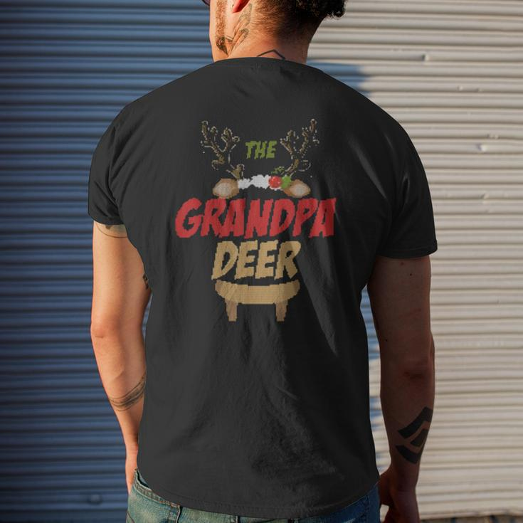 Mens The Grandpa Raindeer Family Matching Group Ugly Christmas Mens Back Print T-shirt Gifts for Him