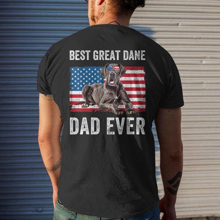 Mens Great Dane Dad American Flag Dog Lover Owner Fathers Day Fun Mens Back Print T-shirt Gifts for Him