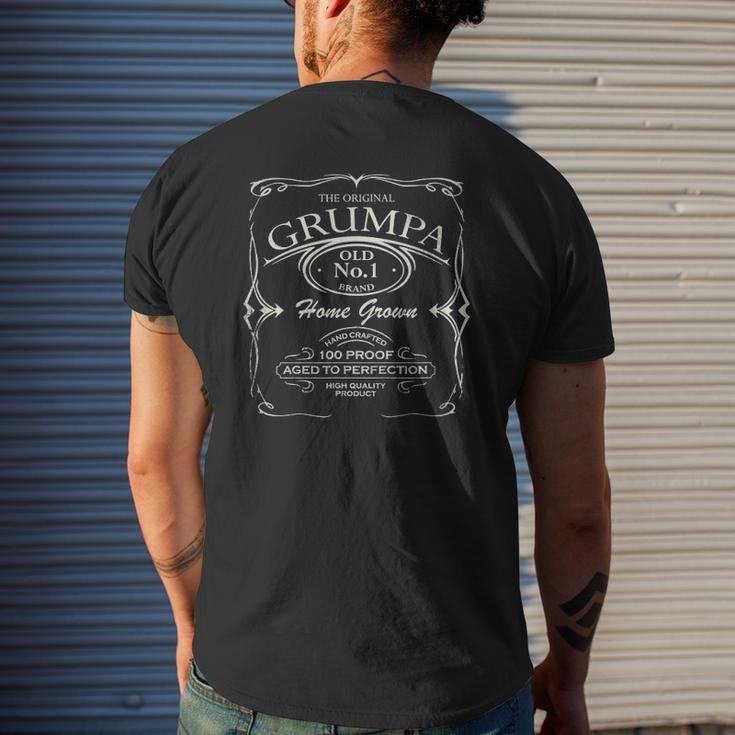 Mens Grumpa Vintage Weathered Whiskey Label Mens Back Print T-shirt Gifts for Him