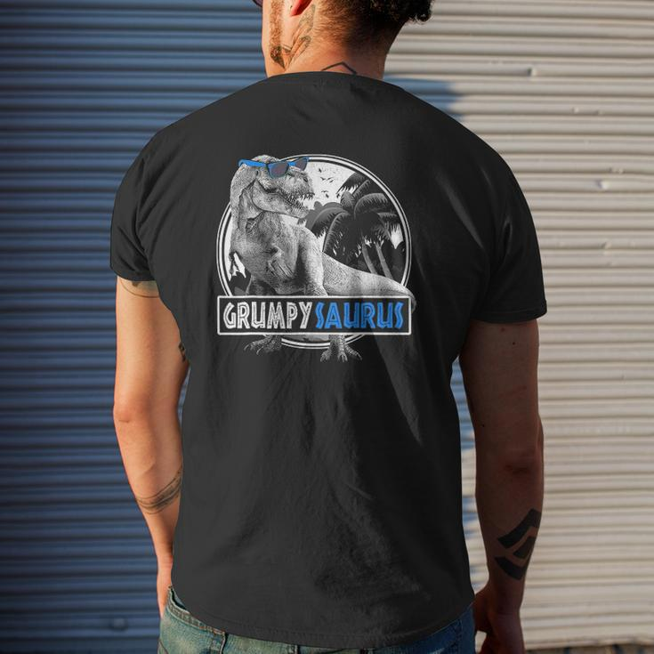 Mens Grumpy Saurusrex Dinosaur Men Father's Day Family Mens Back Print T-shirt Gifts for Him
