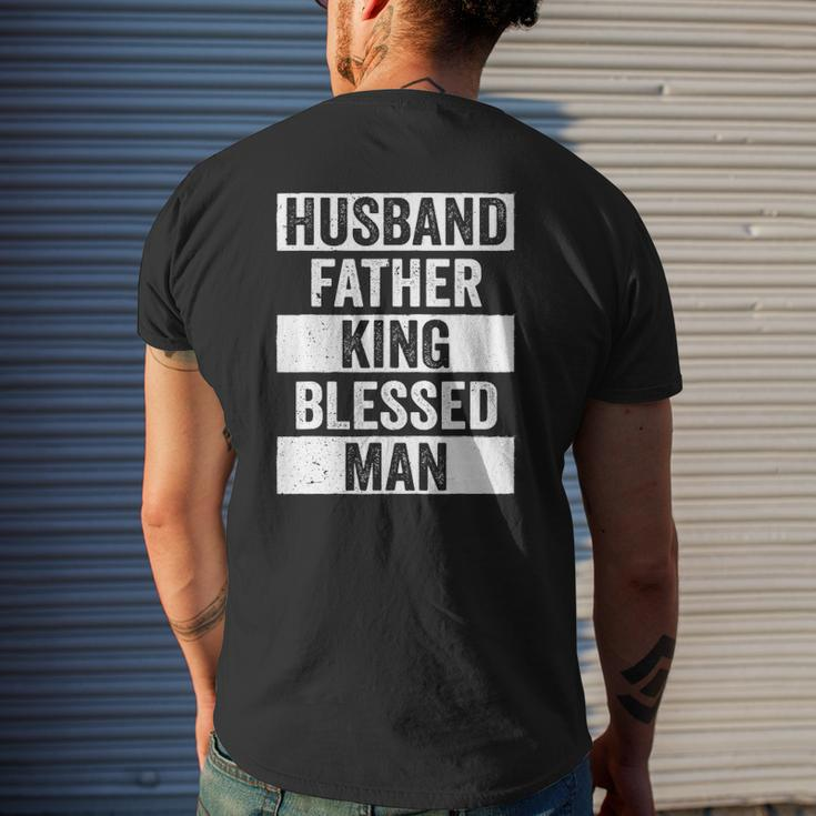 Mens Husband Father King Blessed Man Dope Dad Black History Mens Back Print T-shirt Gifts for Him
